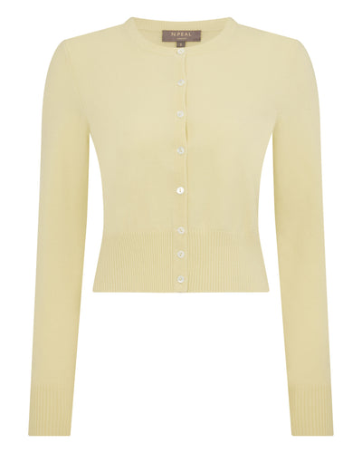 N.Peal Women's Ivy Cropped Cashmere Cardigan Granita Yellow