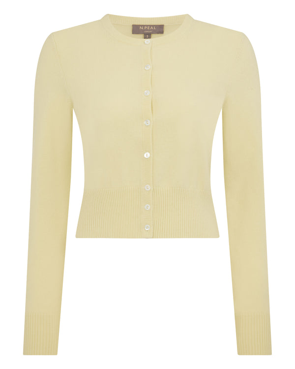 N.Peal Women's Ivy Cropped Cashmere Cardigan Granita Yellow