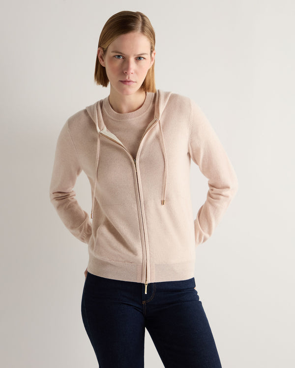 N.Peal Women's Ada Cashmere Hoodie Ecru White