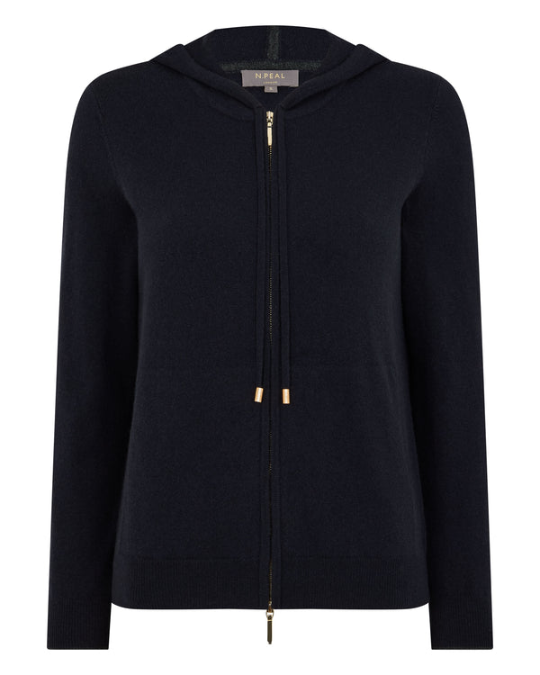 N.Peal Women's Ada Cashmere Hoodie Navy Blue