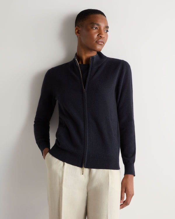 Women's Alisa Full Zip Cashmere Cardigan Navy Blue