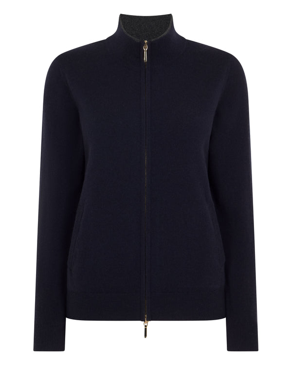 Women's Alisa Full Zip Cashmere Cardigan Navy Blue