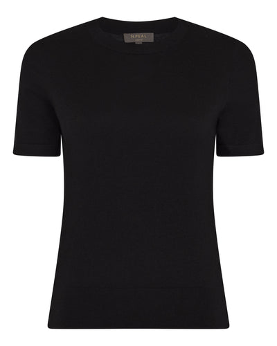 N.Peal Women's Isla Superfine Cashmere T-Shirt Black