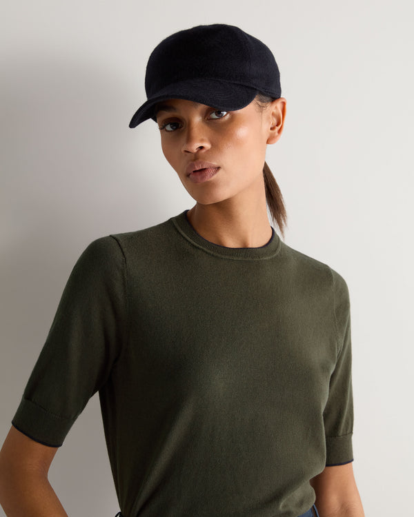 N.Peal Women's Cotton Cashmere T-Shirt Arabica Khaki Green