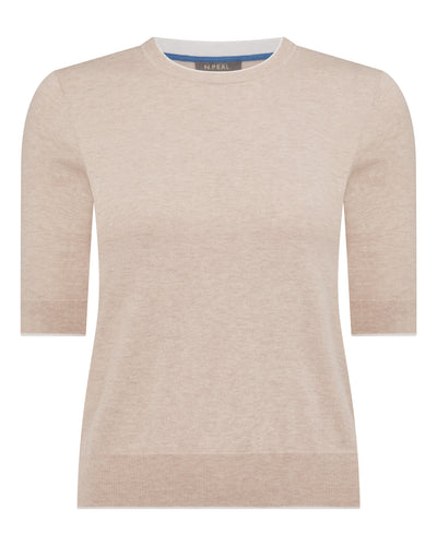 N.Peal Women's Cotton Cashmere T-Shirt Sandstone Brown