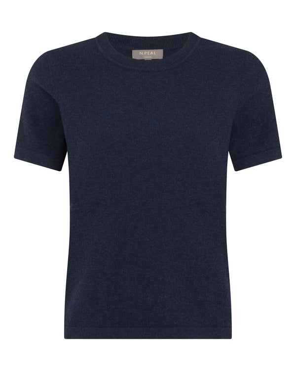 N.Peal Women's Lottie Cashmere T-Shirt Indigo Blue