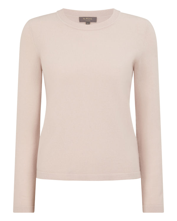 N.Peal Women's Hallie Round Neck Cashmere Jumper Dusk Pink