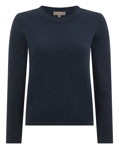 N.Peal Women's Hallie Round Neck Cashmere Jumper Indigo Blue