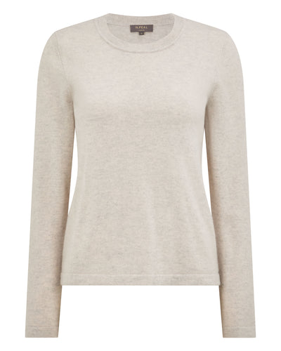 N.Peal Women's Hallie Round Neck Cashmere Jumper Pebble Grey