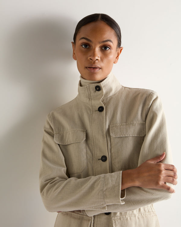 N.Peal Women's Avola Linen Jacket Sand Brown