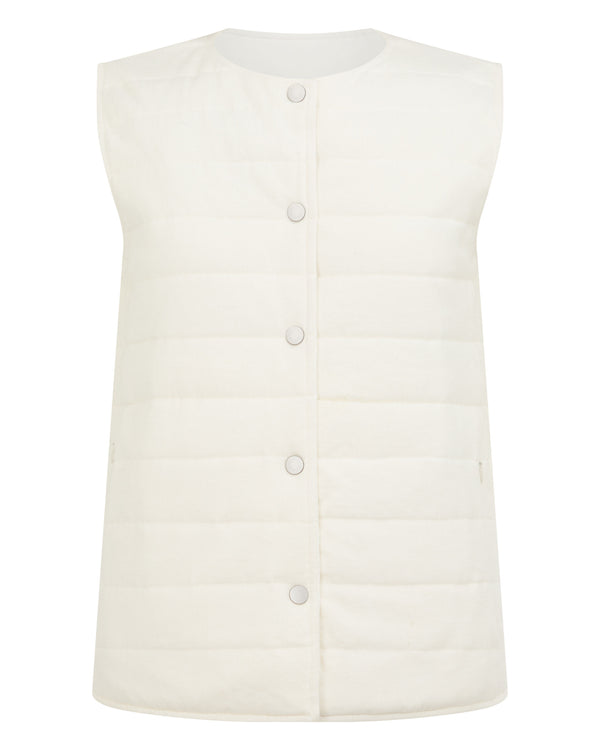 N.Peal Women's Ultra Lightweight Cotton Blend Gilet New Ivory White