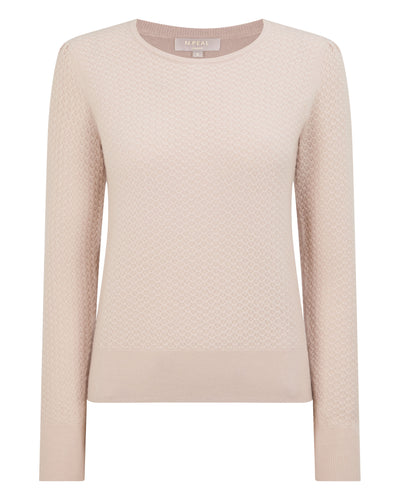 N.Peal Women's Tuck Stitch Cashmere Jumper Dusk Pink