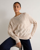 Women's Cable Cricket Cashmere Jumper Ecru White