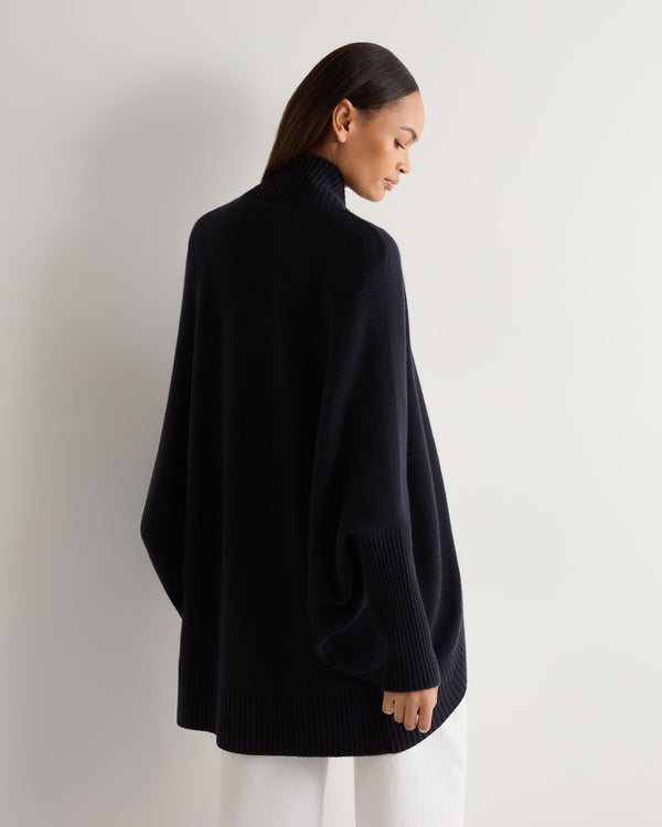 N.Peal Women's Cocooning Cashmere Cardigan Navy Blue