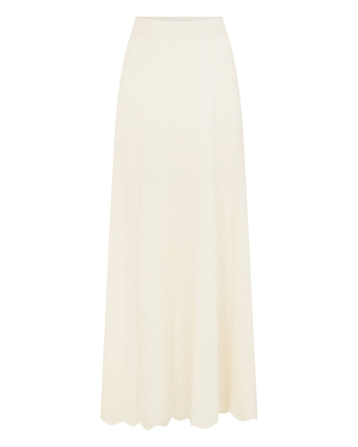 N.Peal Women's Chevron Stitch Cashmere Maxi Skirt New Ivory White