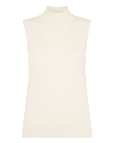 N.Peal Women's Aurora Mock Neck Cashmere Tank Top New Ivory White