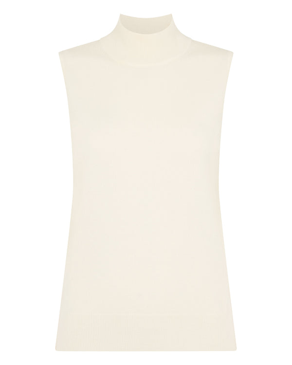 N.Peal Women's Aurora Mock Neck Cashmere Tank Top New Ivory White