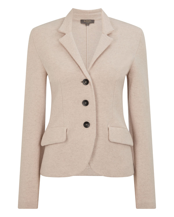 N.Peal Women's Wool Cashmere Utility Blazer Ecru White