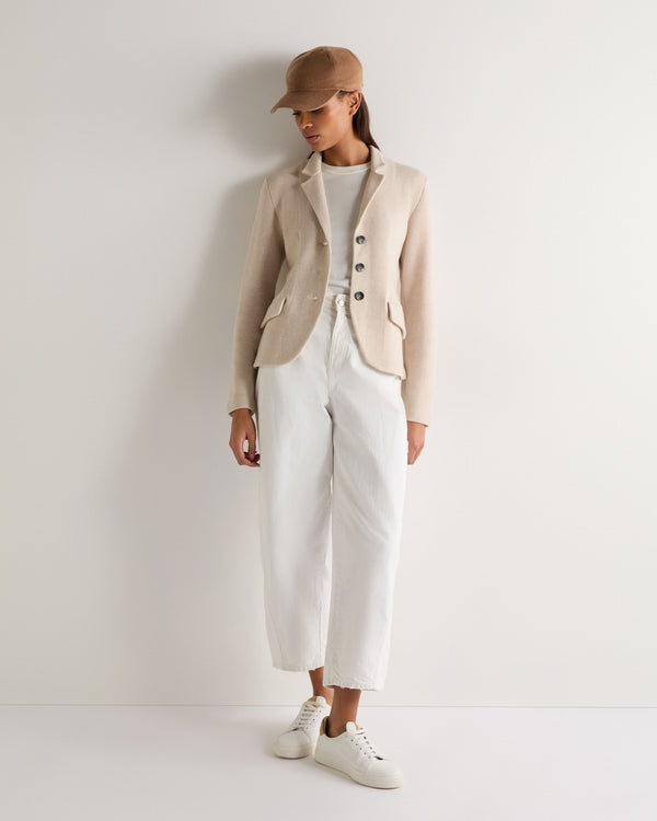 N.Peal Women's Wool Cashmere Utility Blazer Ecru White