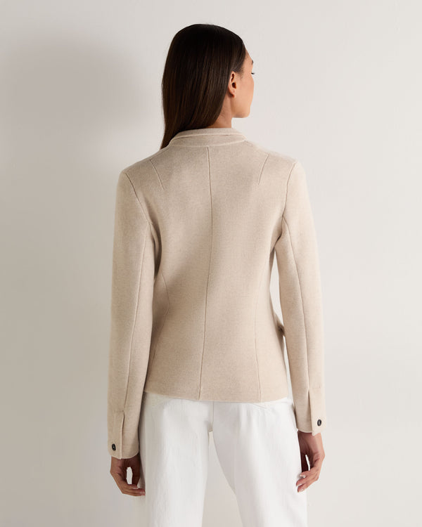 N.Peal Women's Wool Cashmere Utility Blazer Ecru White