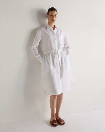 N.Peal Women's Catania Linen Shirt Dress White