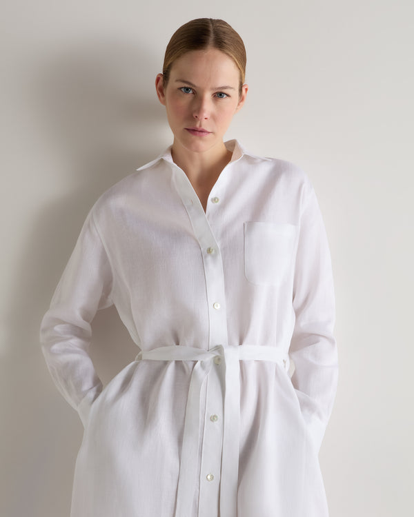 N.Peal Women's Catania Linen Shirt Dress White