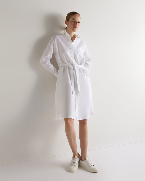 N.Peal Women's Catania Linen Shirt Dress White