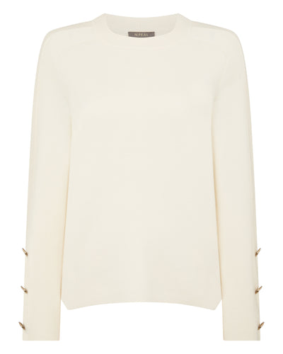 N.Peal Women's Raglan Sleeve Cashmere Jumper New Ivory White