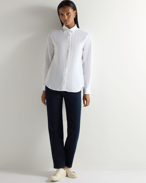 N.Peal Women's Rochelle Linen Shirt White