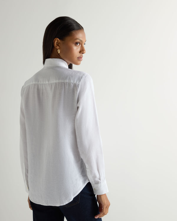 N.Peal Women's Rochelle Linen Shirt White