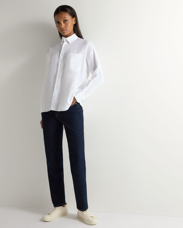 N.Peal Women's Valencia Linen Shirt White