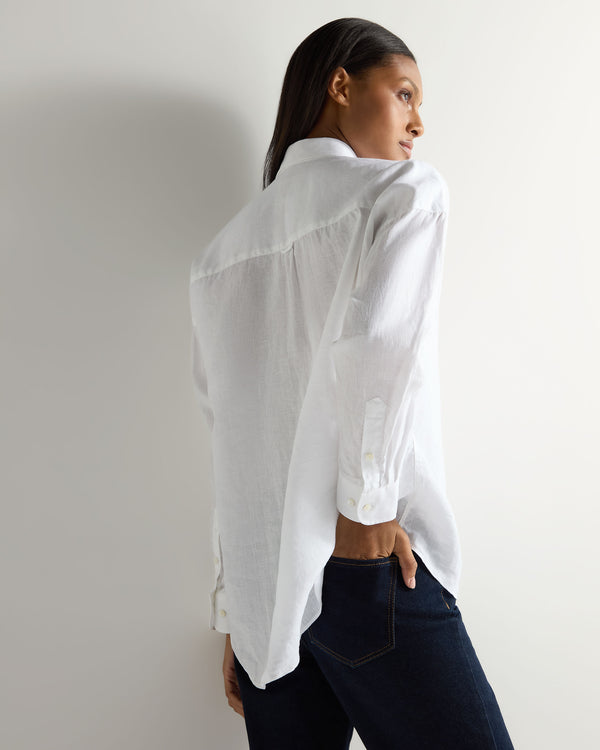 N.Peal Women's Valencia Linen Shirt White