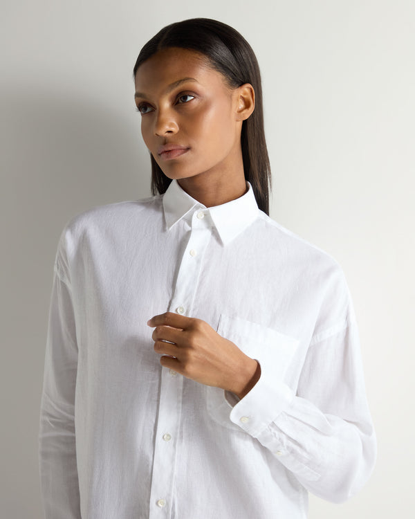 N.Peal Women's Valencia Linen Shirt White