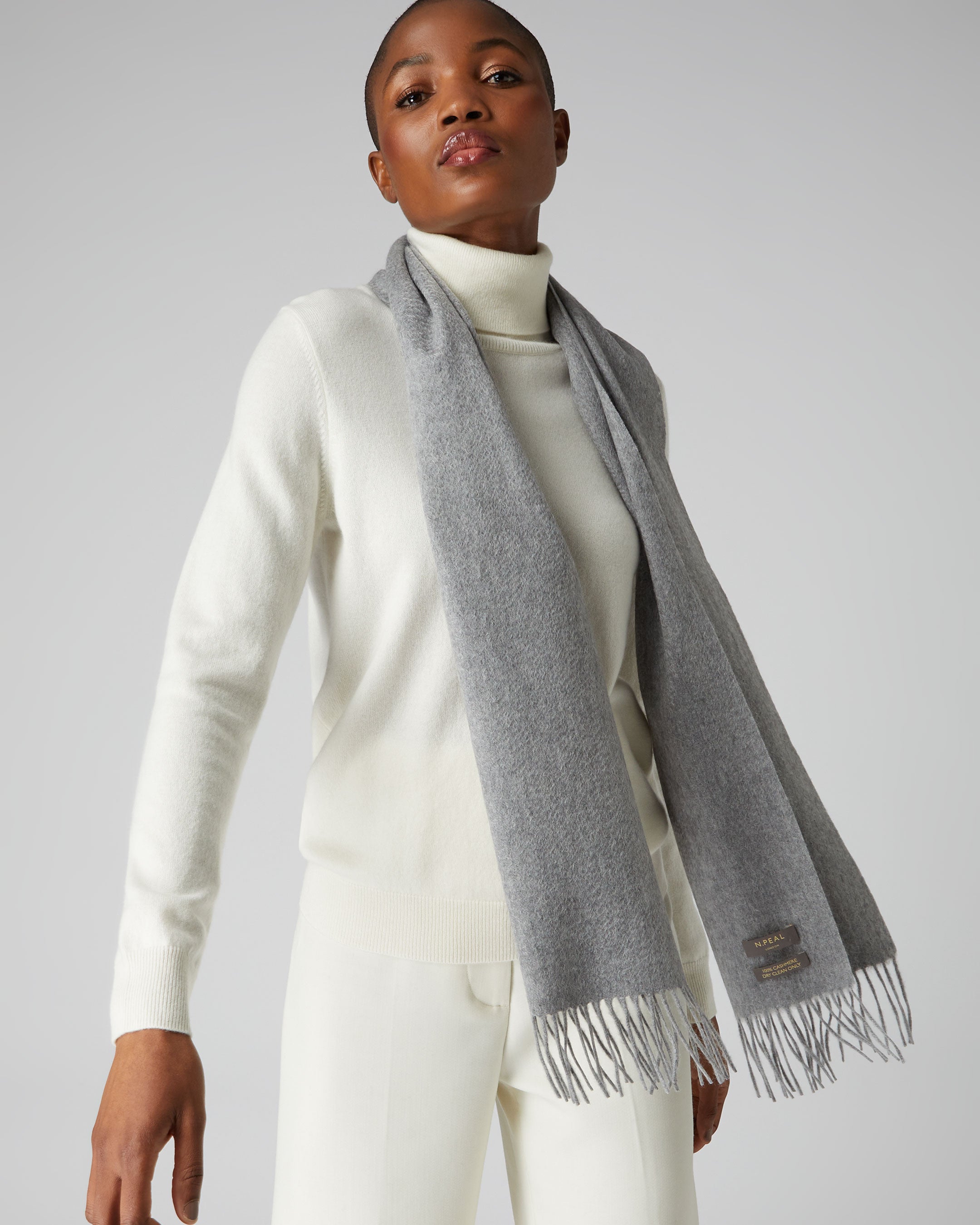 Unisex Woven Cashmere Scarf Flannel Grey | N.Peal