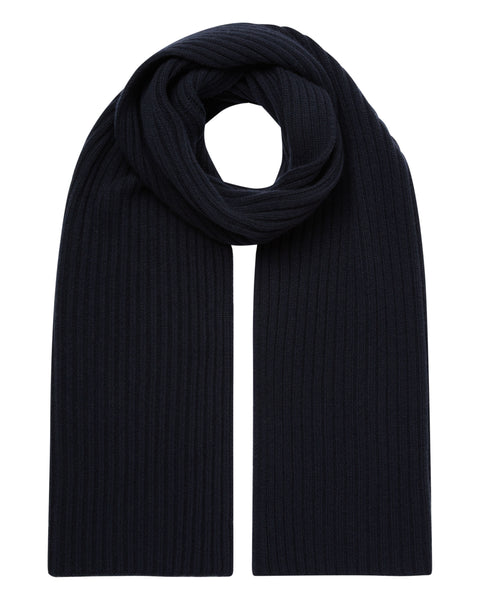 French Blue, Mens Pure Cashmere Ribbed Scarf