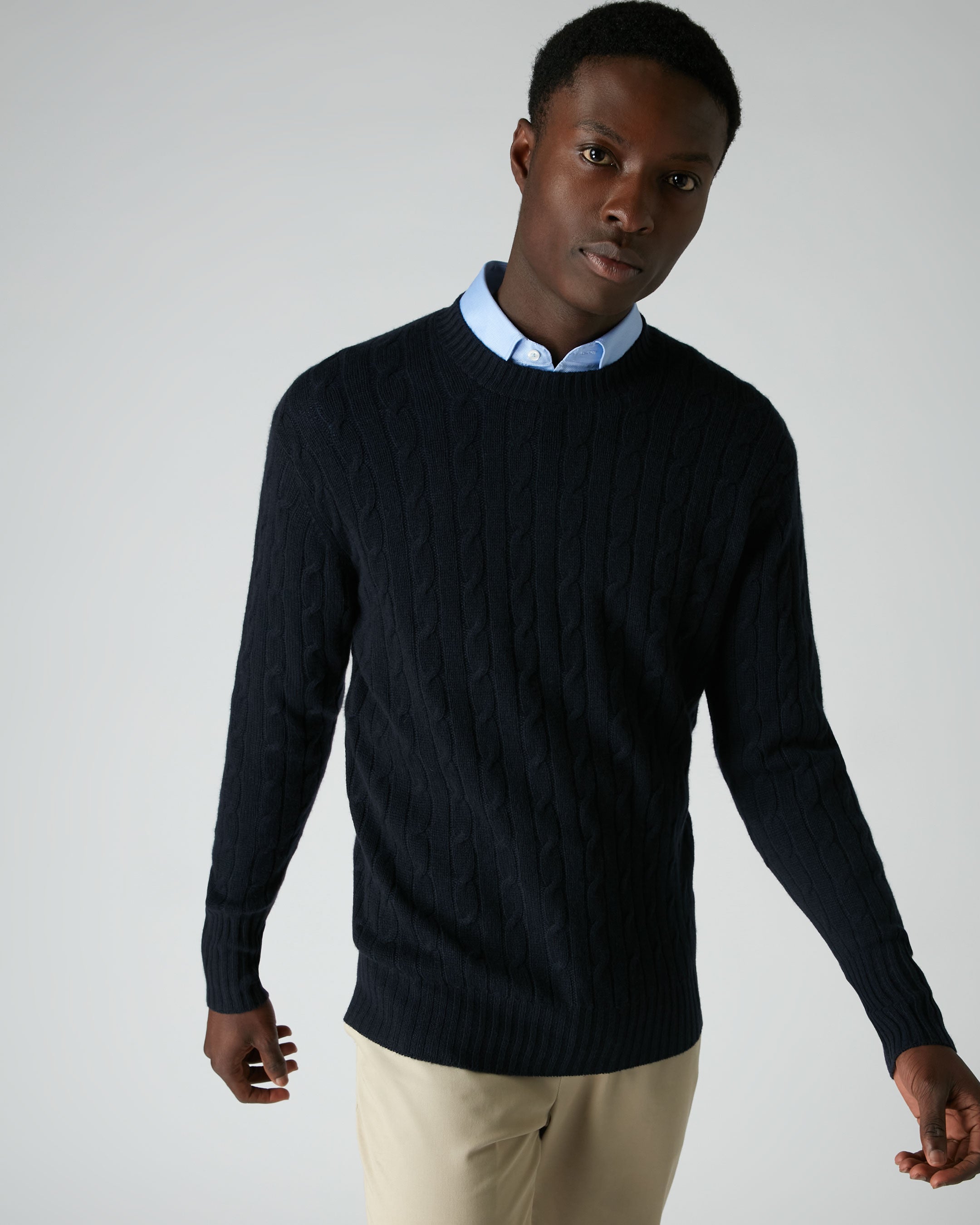 Blue knitted jumper on sale mens