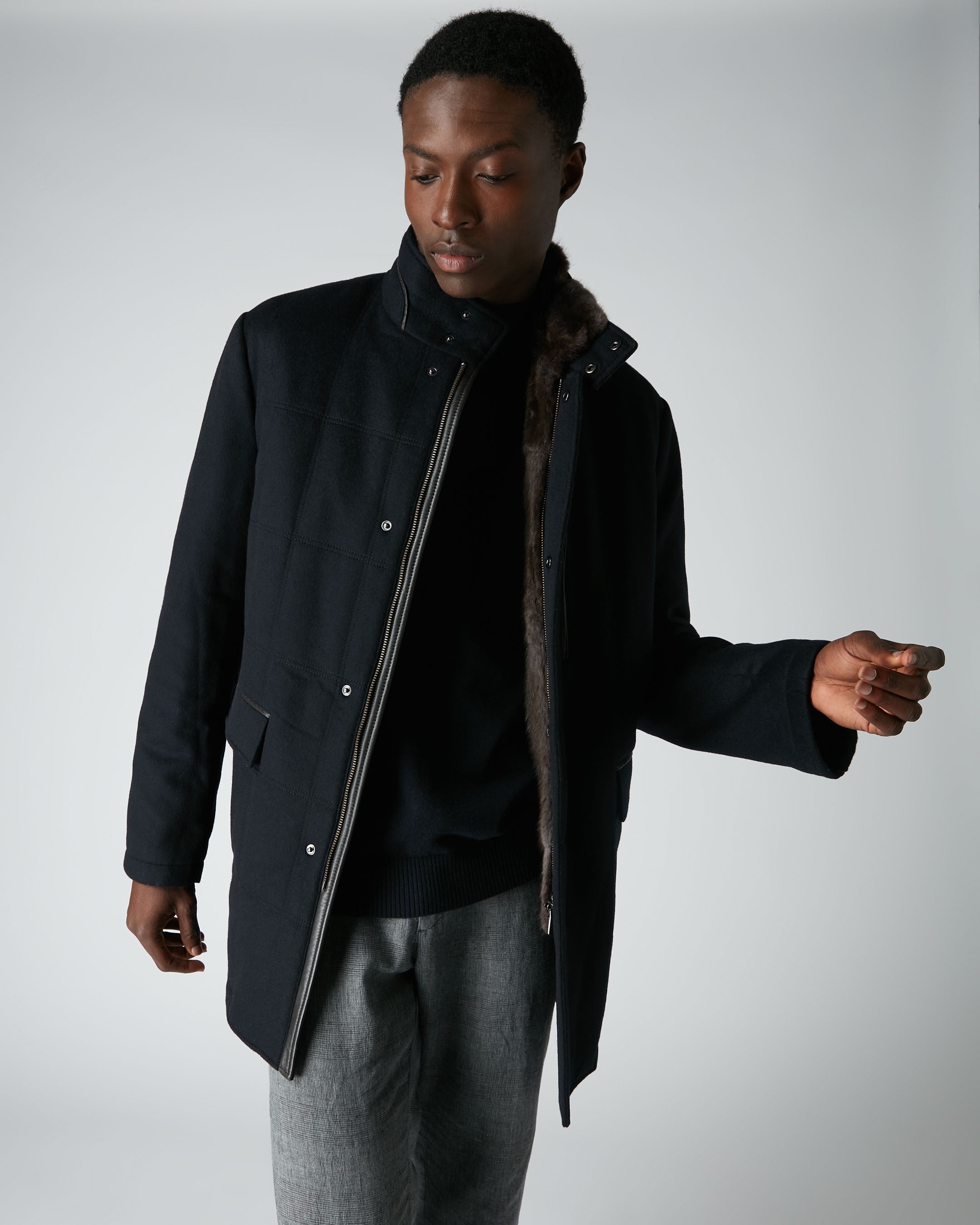 Fur lined shop overcoat mens