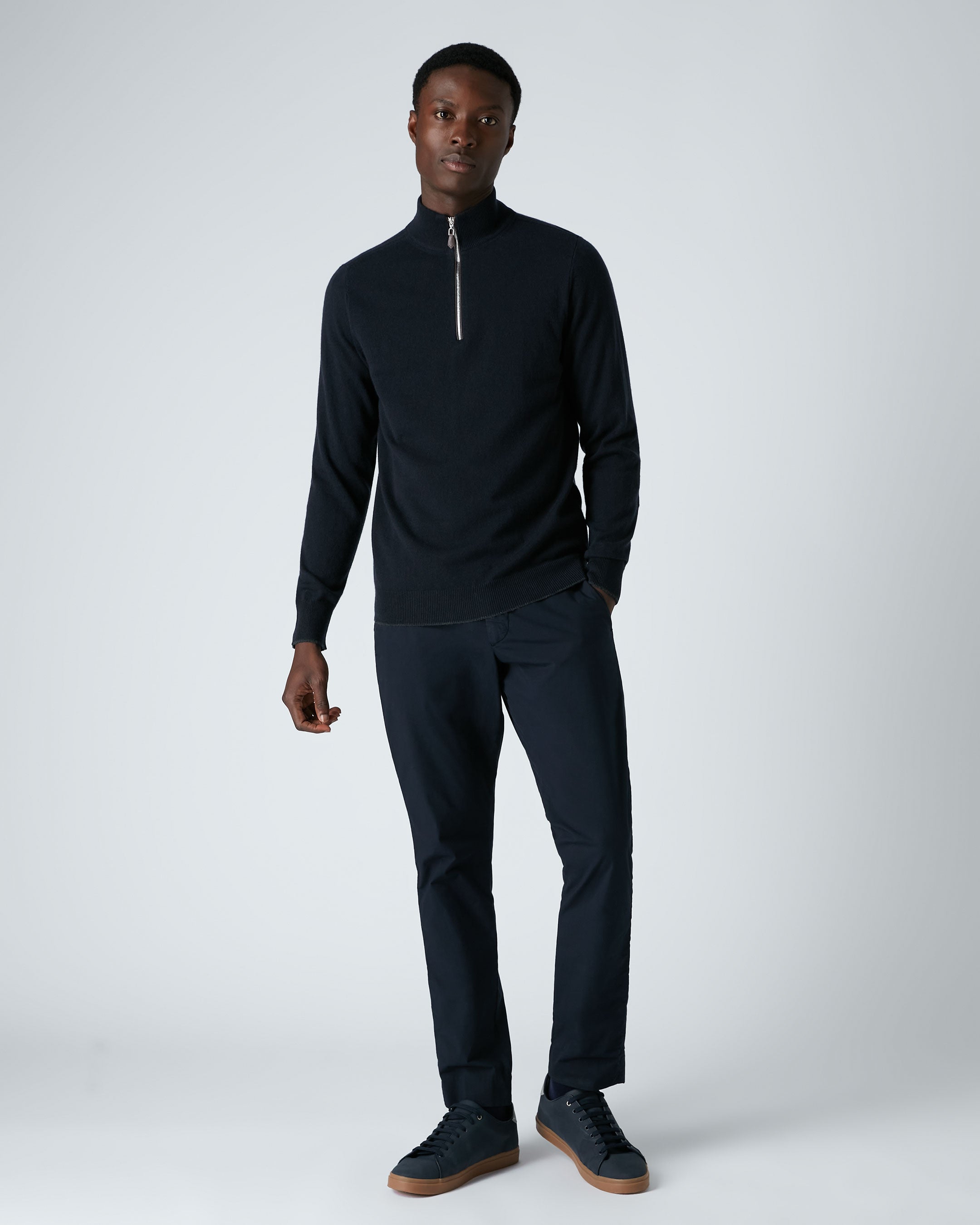 Black jumper blue trousers online