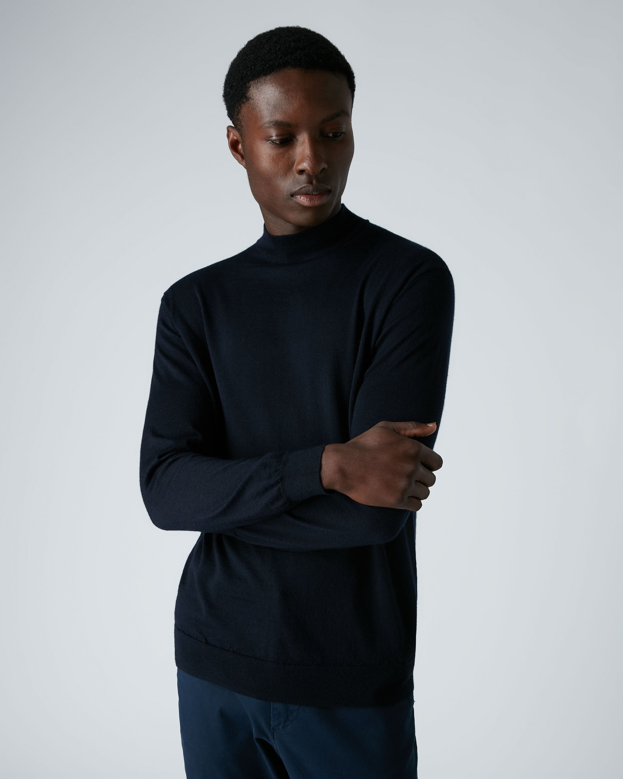 Mens cashmere mock top turtleneck sweater