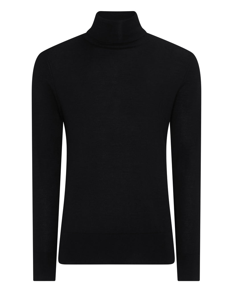 Men's Pimlico Fine Gauge Cashmere Roll Neck Jumper Black 