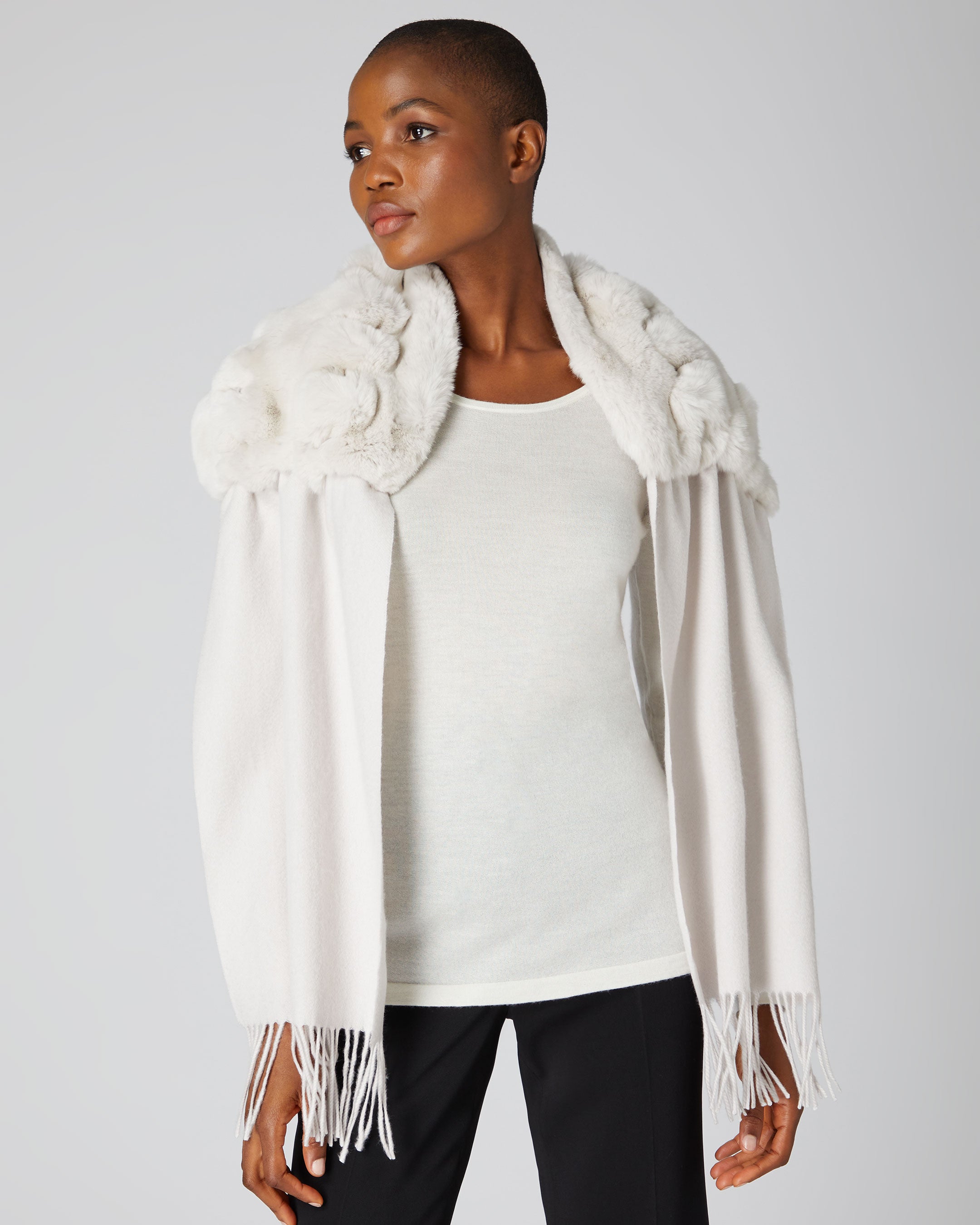 Fur trimmed store wraps shawls