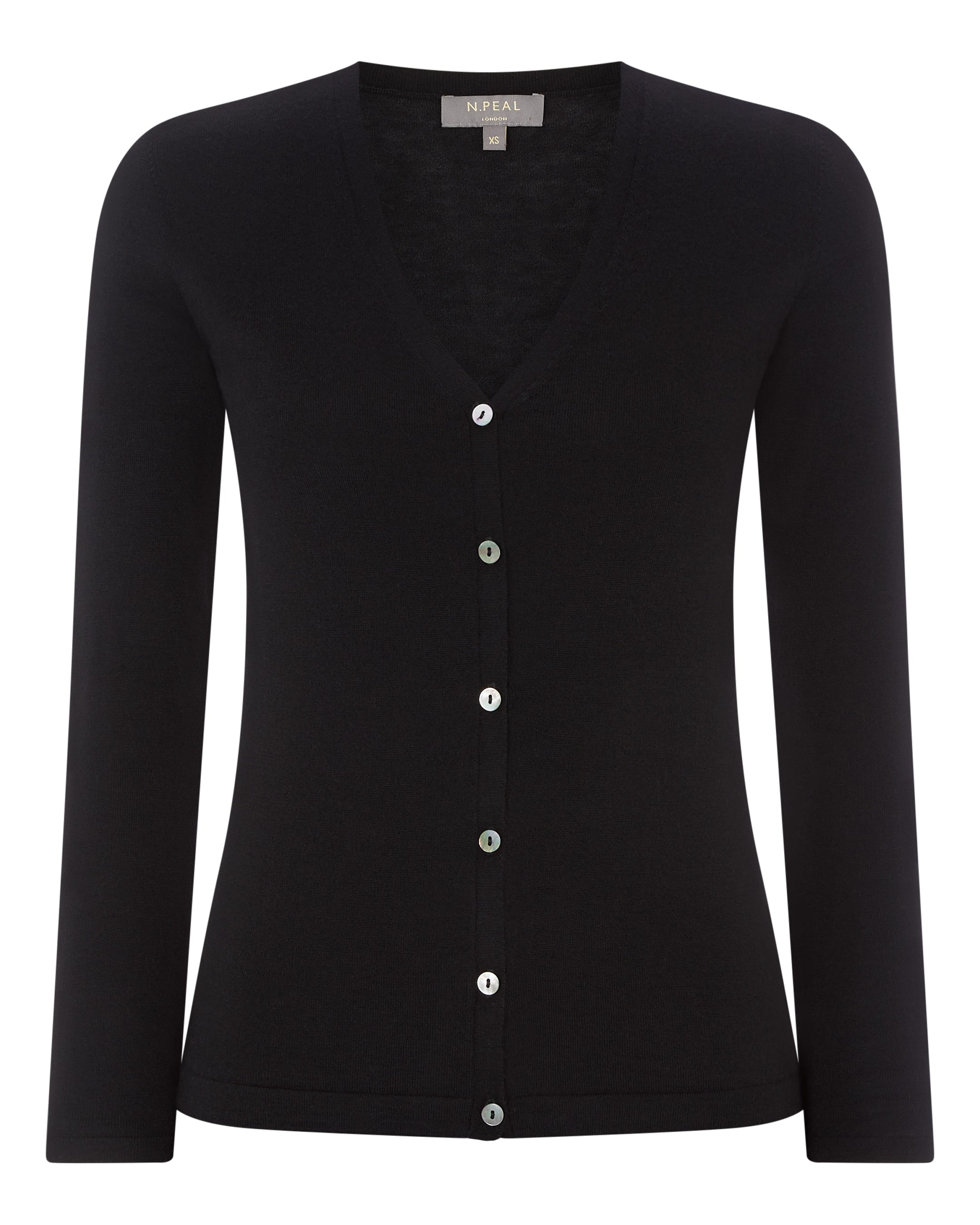 Women s Superfine V Neck Cashmere Cardigan Black N.Peal