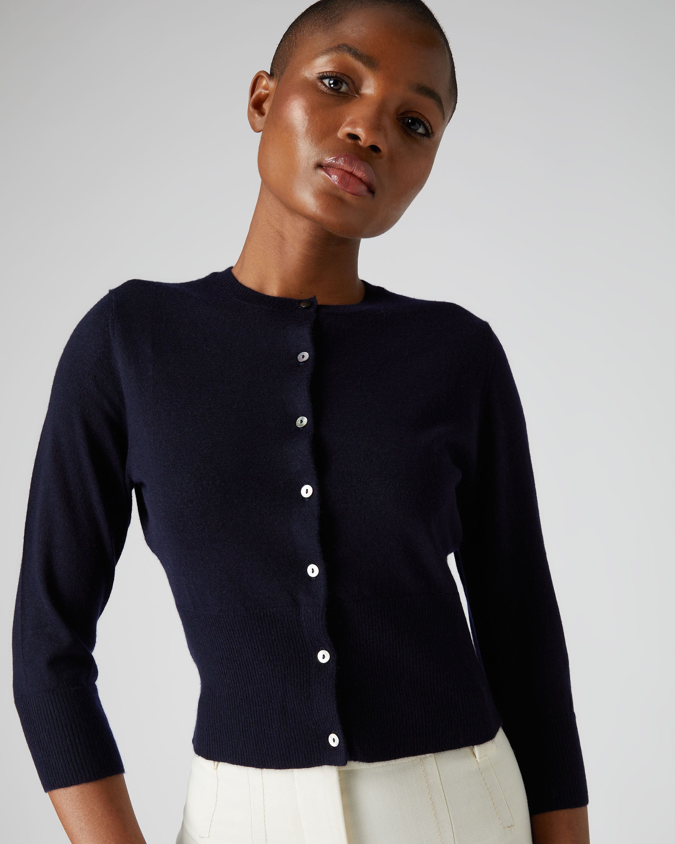 Cropped cashmere shop cardigan sweater