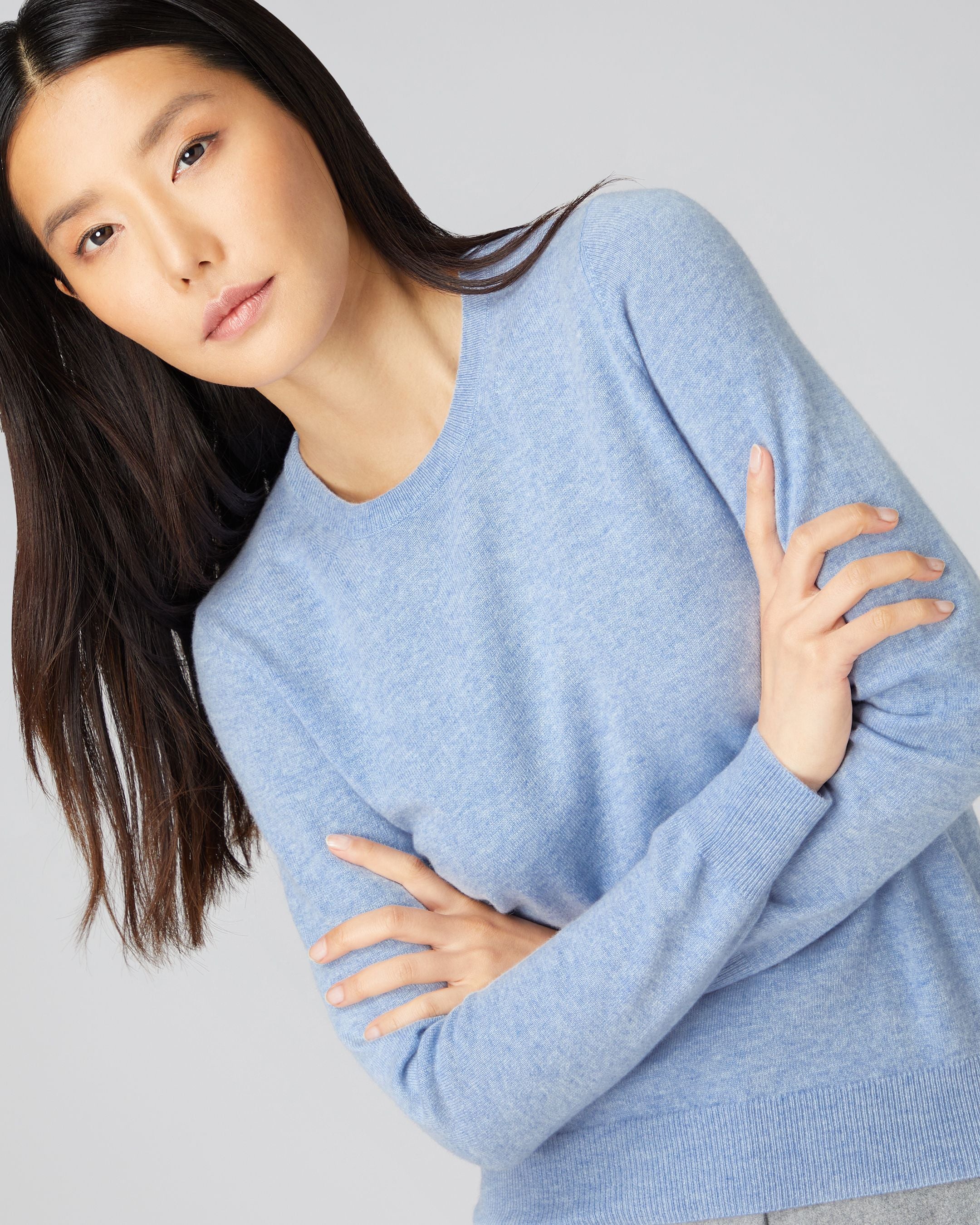 Light blue outlet cashmere jumper