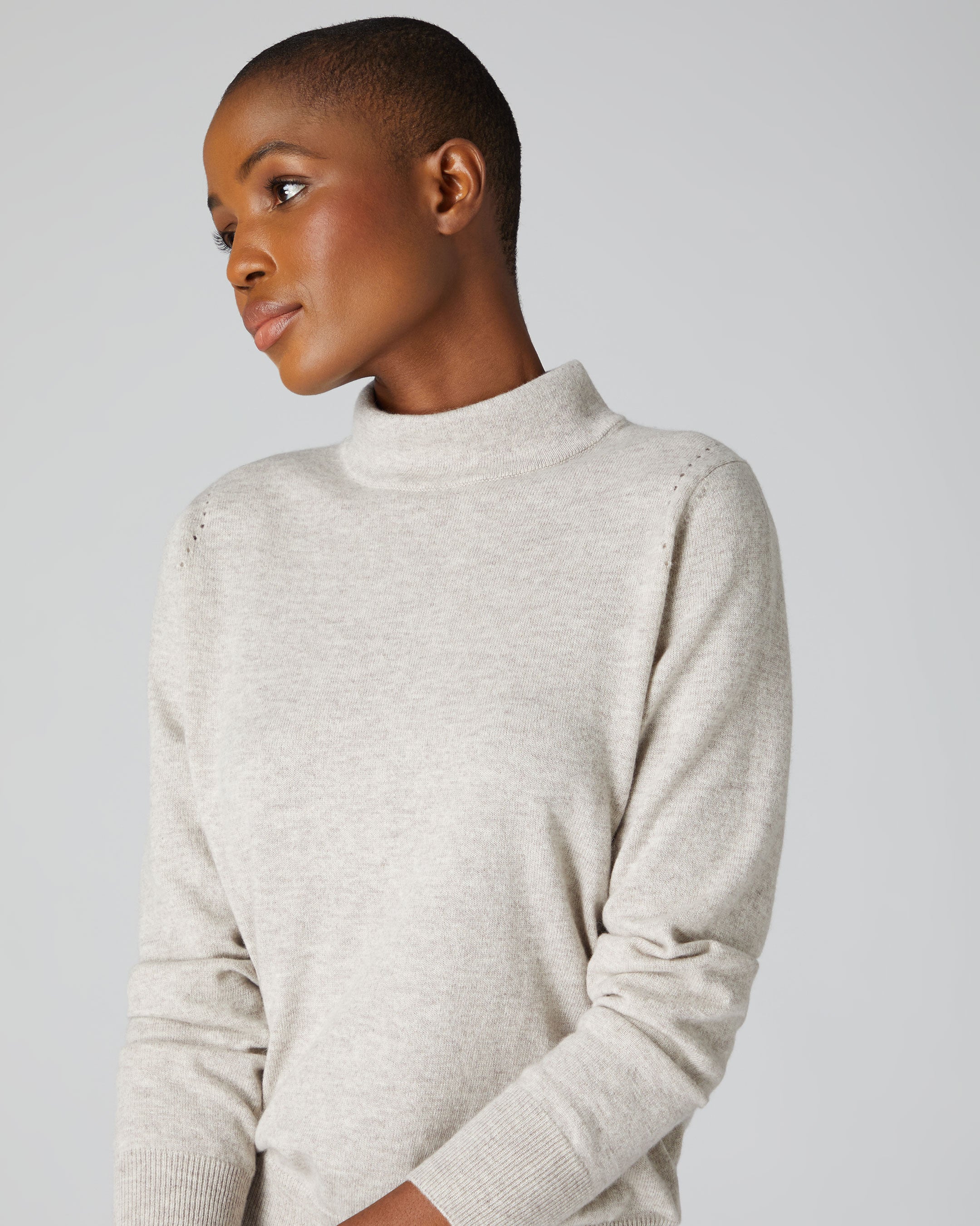 007 Long Sleeve Mock Neck Jumper Sand Brown | N.Peal