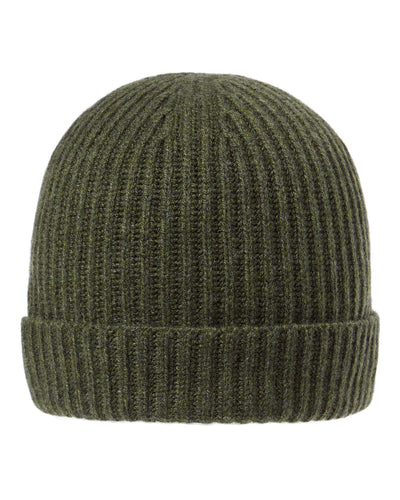 N.Peal Unisex Ribbed Cashmere Hat Moss Green