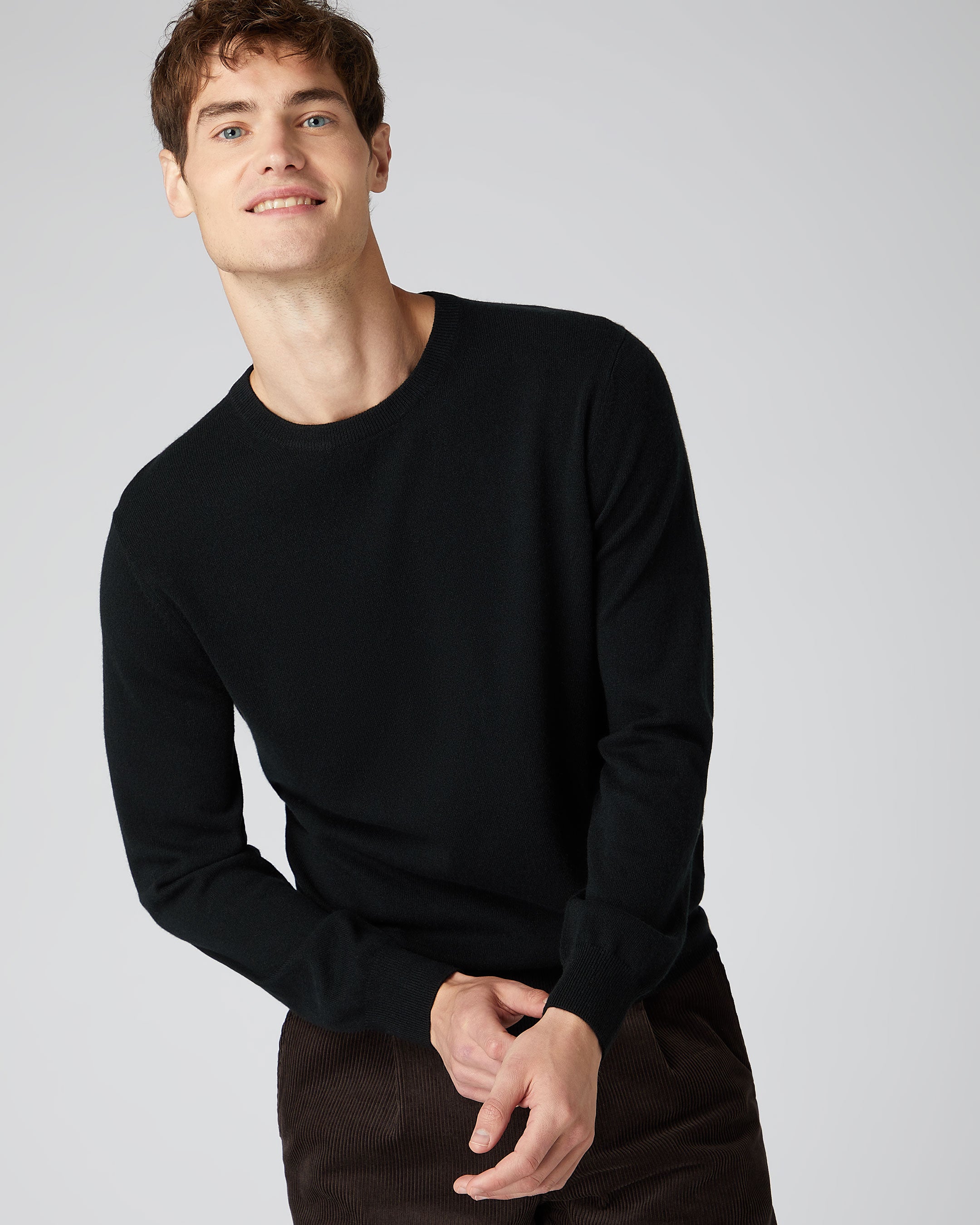 Mens black round neck jumper sale