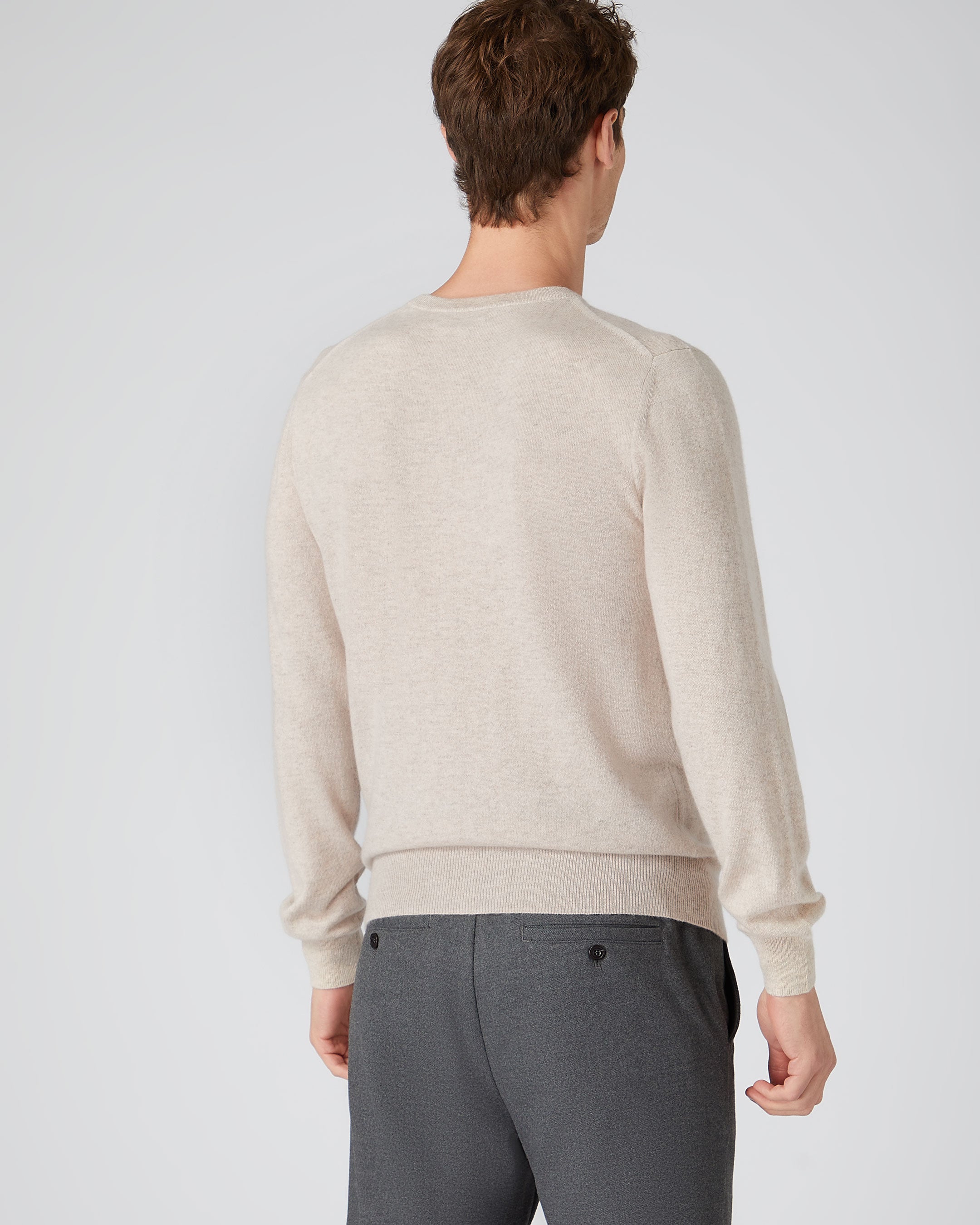 Beige round outlet neck jumper