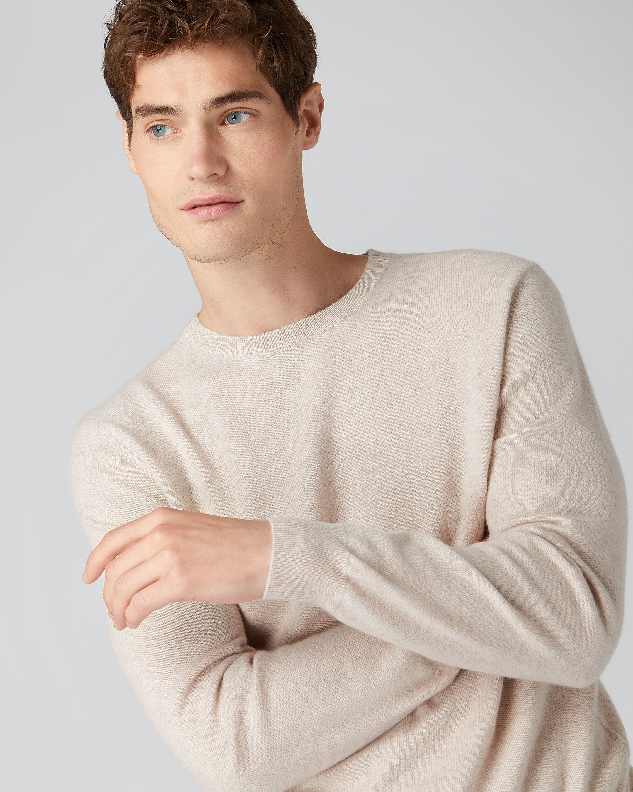 Beige round 2025 neck jumper