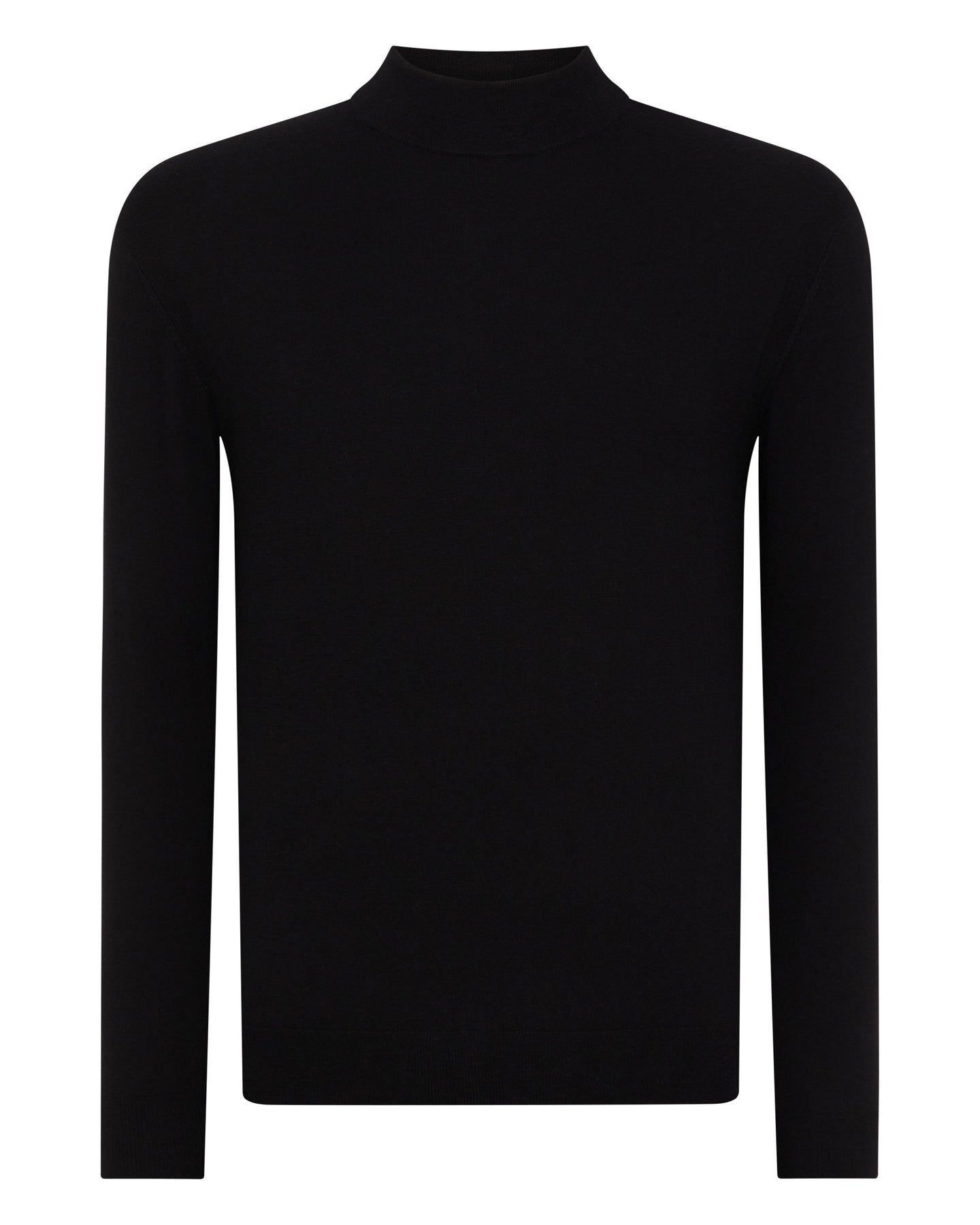 Men's Fine Gauge Cashmere Mock Turtle Neck Jumper Black | N.Peal